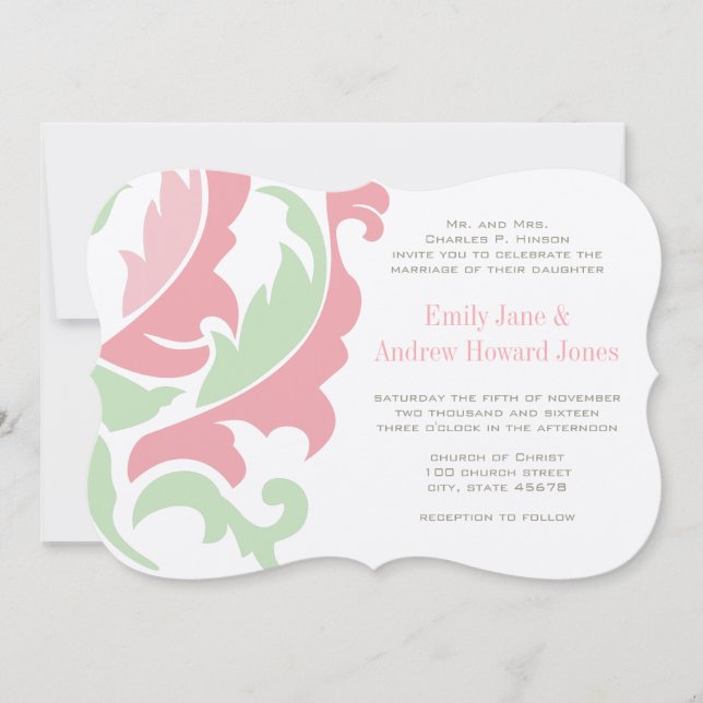 Invitación a la boda de la mascara rosa y gris de  (Anverso)