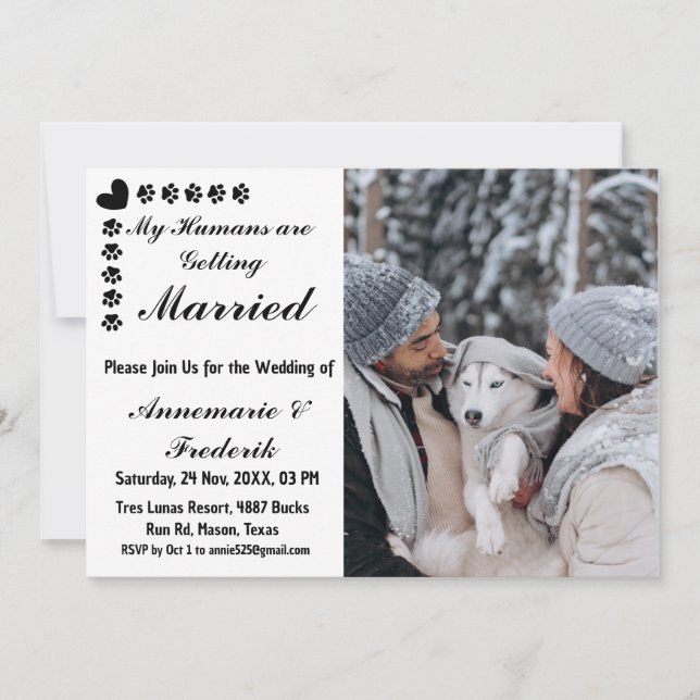 Invitación a la boda de la mascota del perro Lover (Anverso)