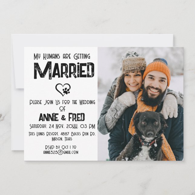 Invitación a la boda de la mascota del perro Lover (Anverso)