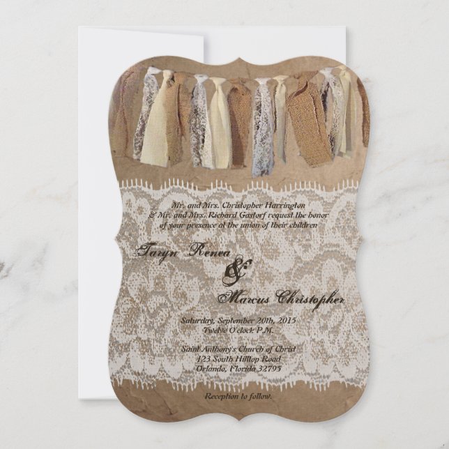 Invitación a la boda de la mecha de la bolsa de pa (Anverso)