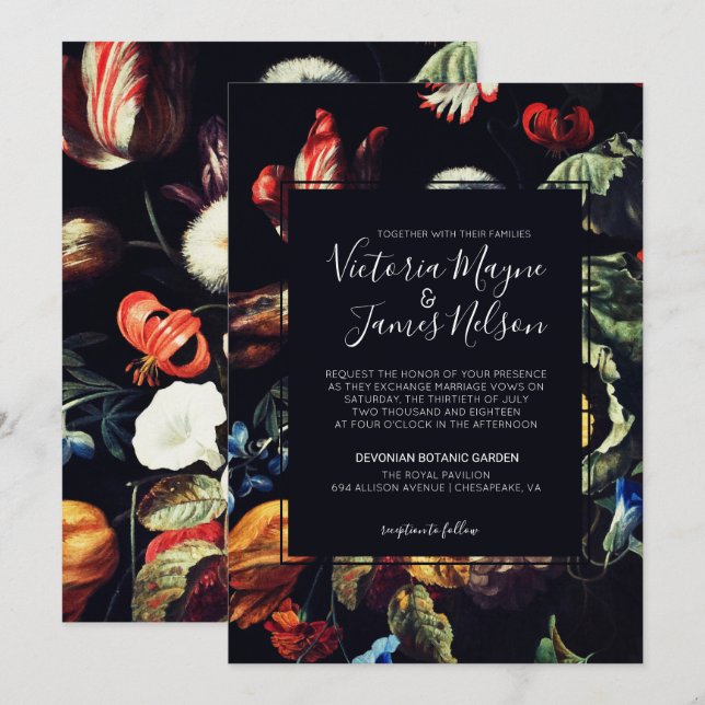 Invitación a la boda de la medianoche en el jardín (Anverso / Reverso)