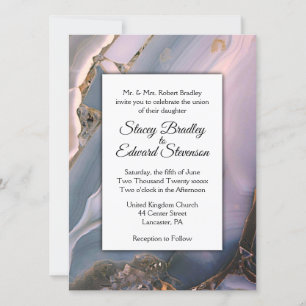 Invitación a la boda de la mezcla de mármol rosa y