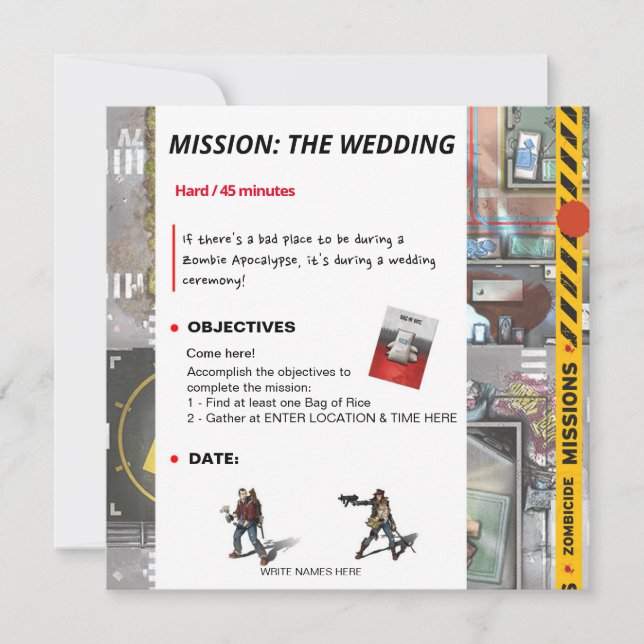 Invitación a la boda de la misión Zombicide (Anverso)