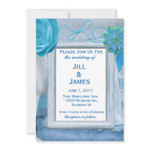 Invitación a la boda de la Moda floral azul