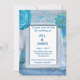 Invitación a la boda de la Moda floral azul