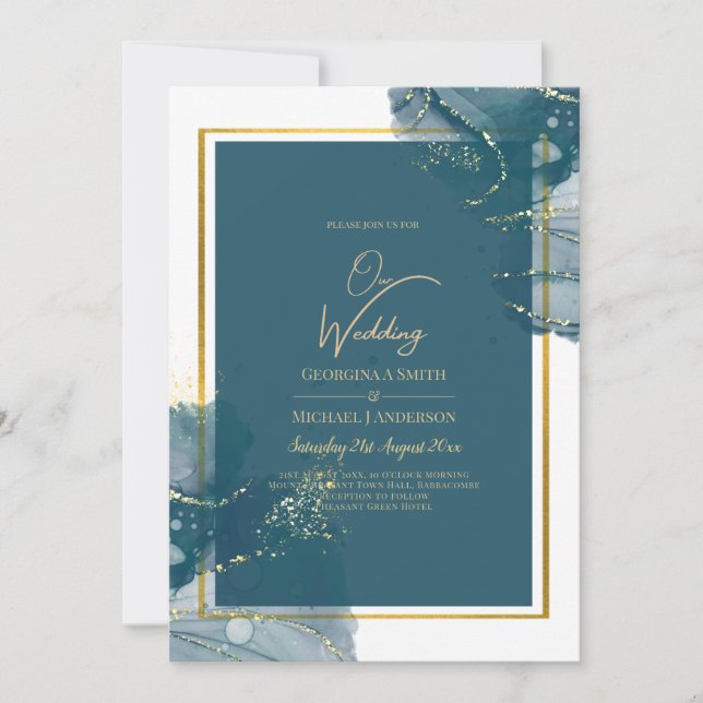 Invitación a la boda de la Moda INK con alcohol de (Anverso)