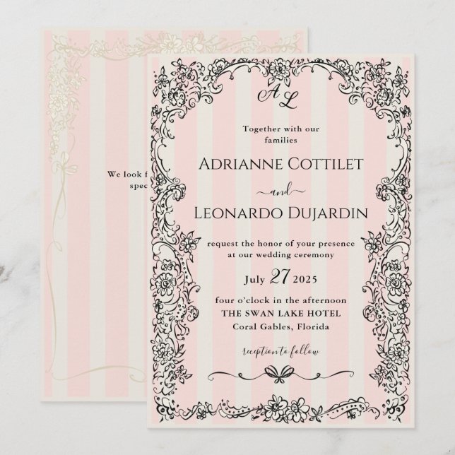 Invitación a la boda de la Moda Ornate de las band (Anverso / Reverso)