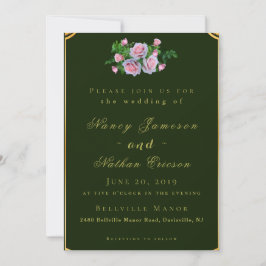 Invitación a la boda de la moda Roses rosados con 