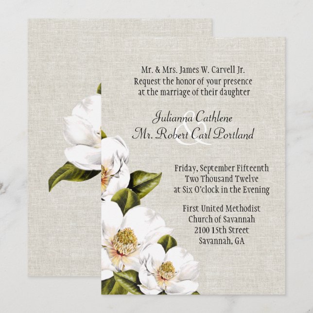 Invitación a la boda de la Moda Southern Belle Mag (Anverso / Reverso)