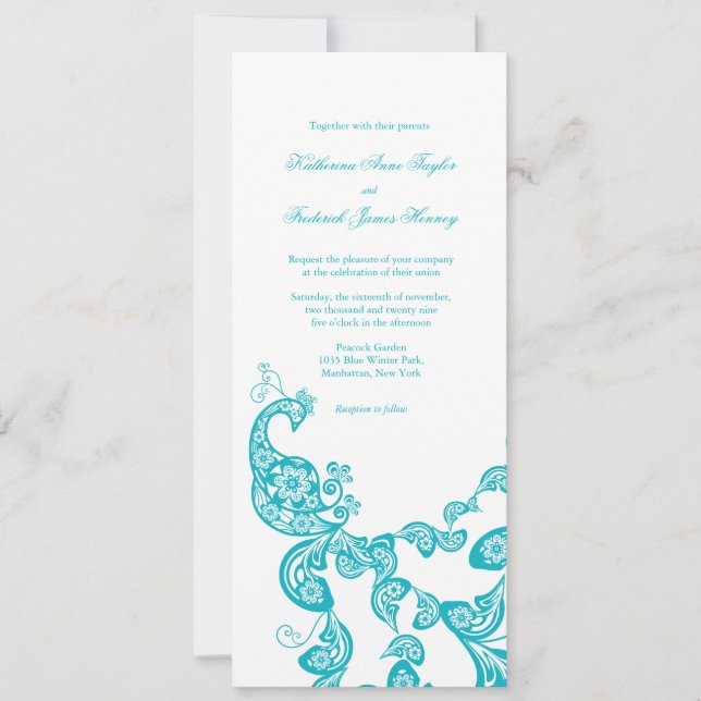 Invitación a la boda de la Moda turquesa floral de (Anverso)