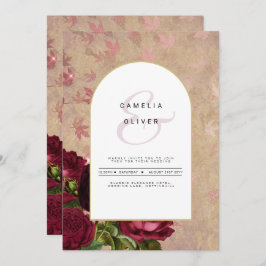 Invitación a la boda de la moderna vinagre de rosa