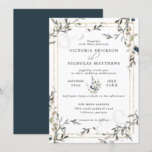 Invitación a la boda de la moderna y delicada prim
