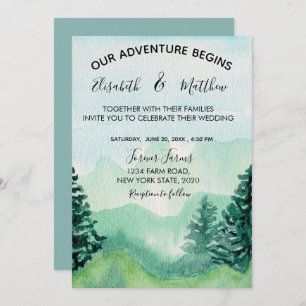 Invitación a la boda de la montaña acuarela