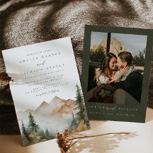 Invitación a la boda de la montaña acuarela