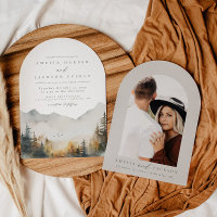 Invitación a la boda de la montaña acuarela del Bo