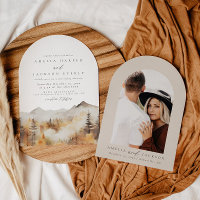 Invitación a la boda de la montaña acuarela del Bo