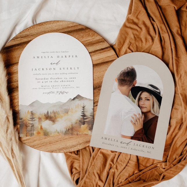 Invitación a la boda de la montaña acuarela del Bo (Subido por el creador)