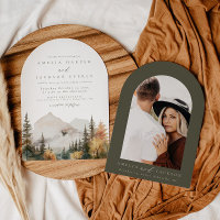Invitación a la boda de la montaña acuarela del Bo