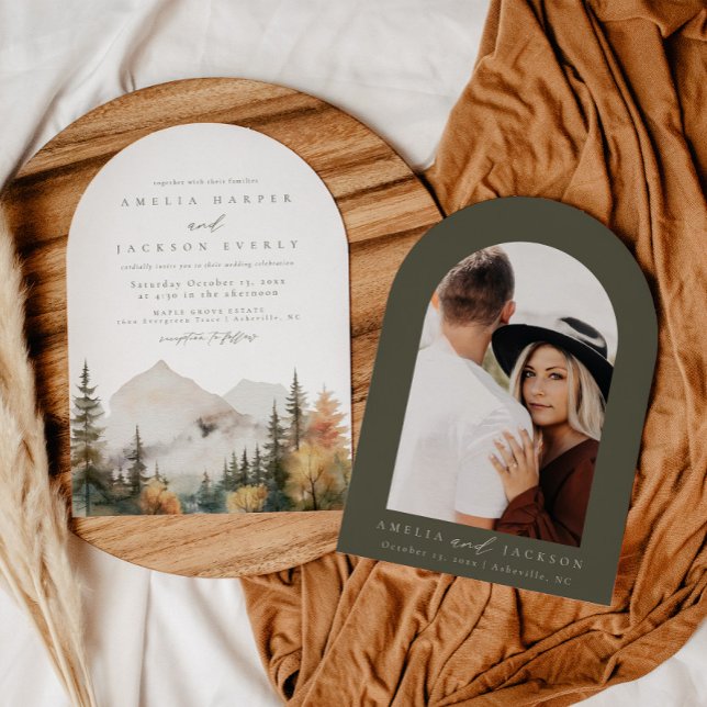 Invitación a la boda de la montaña acuarela del Bo (Subido por el creador)