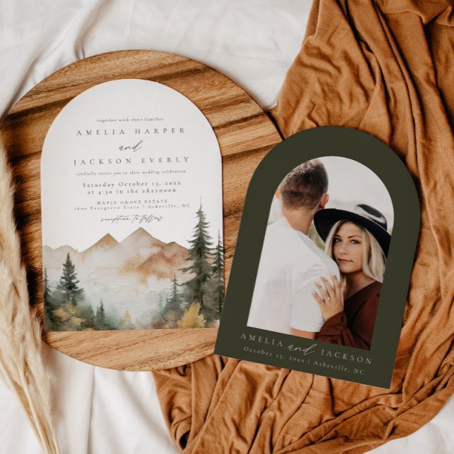 Invitación a la boda de la montaña acuarela del Bo (Subido por el creador)