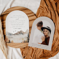 Invitación a la boda de la montaña acuarela del Bo