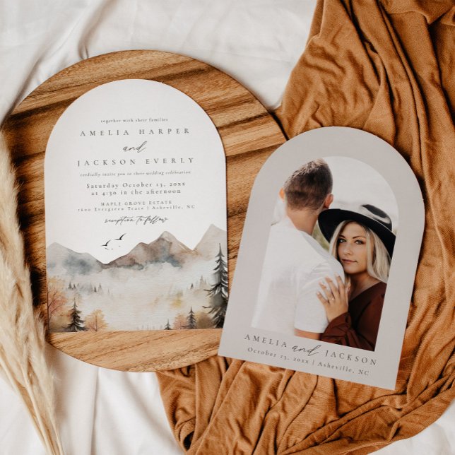 Invitación a la boda de la montaña acuarela del Bo (Subido por el creador)