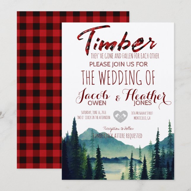 Invitación a la boda de la montaña de Buffalo Plai (Anverso / Reverso)