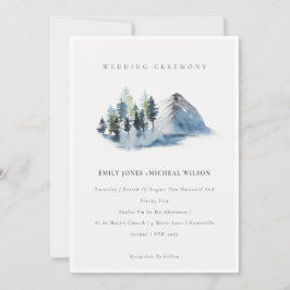 Invitación a la boda de la montaña Green Blue Pine