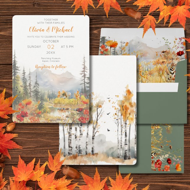 Invitación a la boda de la montaña otoño en el amo (Subido por el creador)