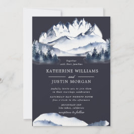 Invitación a la boda de la Montaña Rustic Blue Wat
