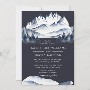 Invitación a la boda de la Montaña Rustic Blue Wat