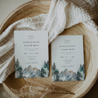 Invitación a la boda de la Montaña Rustica de Pino