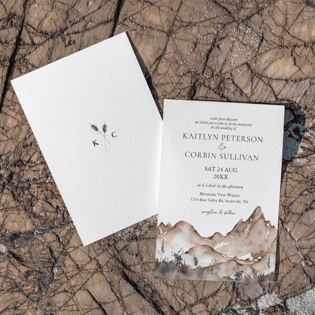 Invitación a la boda de la Montaña Tone Neutral (Subido por el creador)