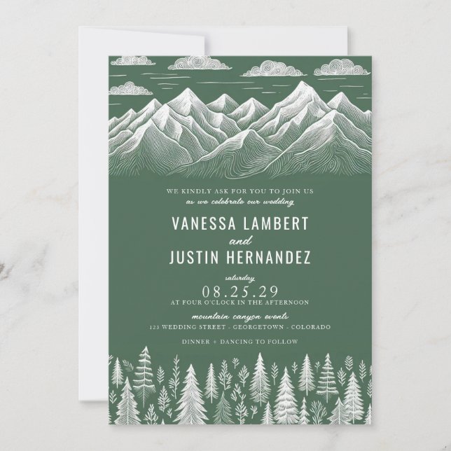 Invitación a la boda de la montaña verde (Anverso)