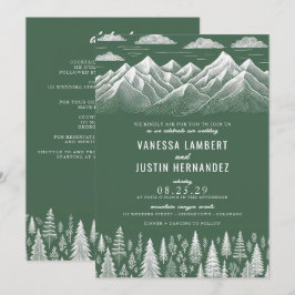 Invitación a la boda de la montaña verde con detal