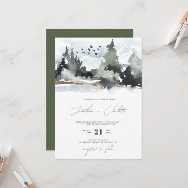 Invitación a la boda de la Montaña Verde de los Bo (Anverso/Reverso In Situ)
