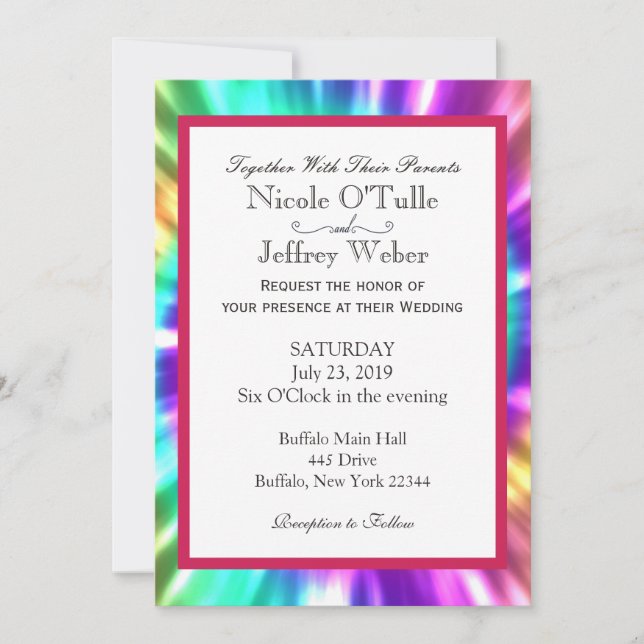 Invitación a la boda de la muerte de tintes de col (Anverso)