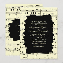 Invitación a la boda de la música amarilla en resu
