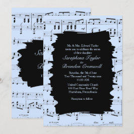 Invitación a la boda de la música azul abstracta m