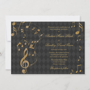 Invitación a la boda de la música Black Gold Harle