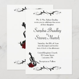 Invitación a la boda de la música de violín blanca
