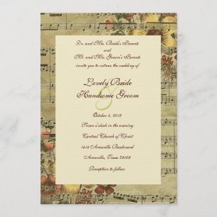 Invitación a la boda de la música floral de otoño