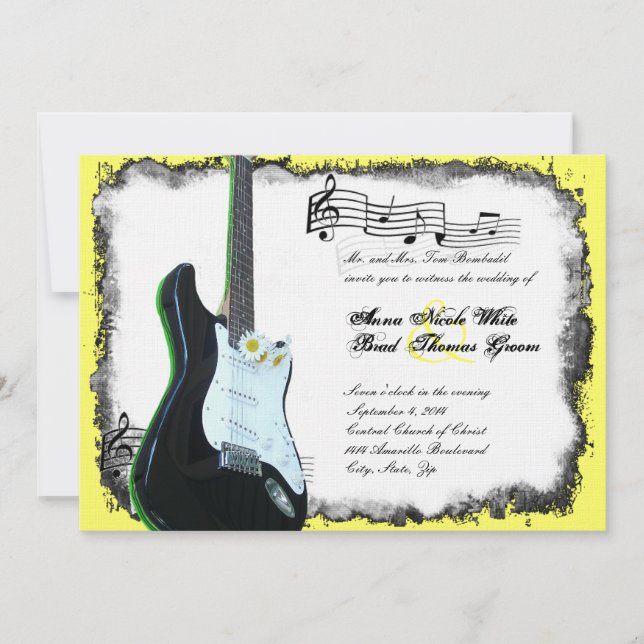 Invitación a la boda de la música Live de guitarra (Anverso)