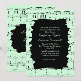 Invitación a la boda de la música verde abstracta