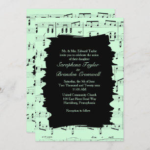 Invitación a la boda de la música verde abstracta 