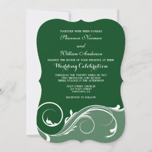 Invitación a la boda de la nalga floral verde oscu