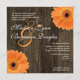 Invitación a la boda de la Naranja de madera rústi