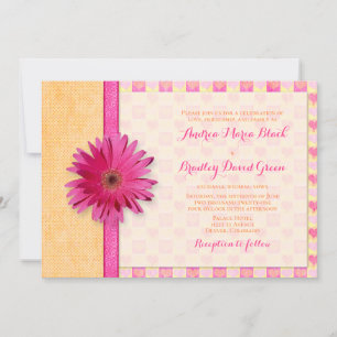 Invitación a la boda de la Naranja rosa Gerbera Da