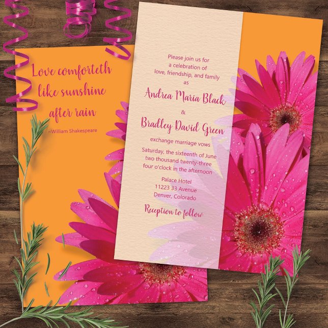 Invitación a la boda de la naranja y la Gerbera ro (Subido por el creador)
