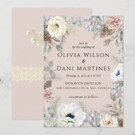 Invitación a la boda de la naturaleza floral blanc